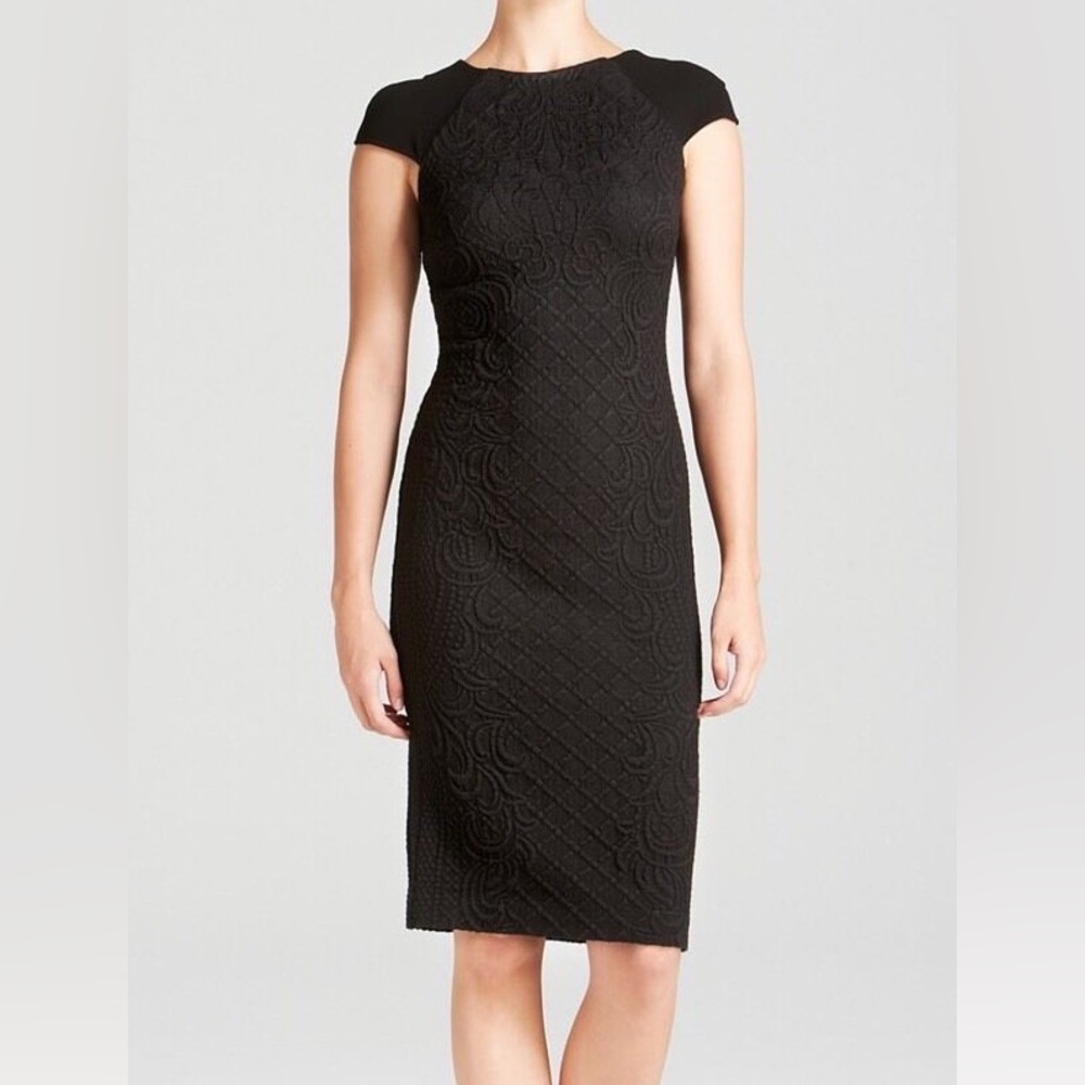 Tory Burch Kiersten Black Quilted Body Con Dress